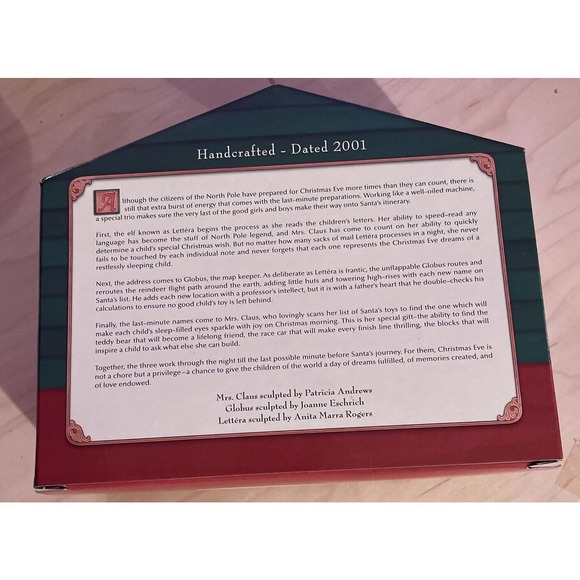 HALLMARK Keepsake 2001 LETTERA GLOBUS And Mrs. Claus Christmas Ornament Set NIB - Picture 2 of 2